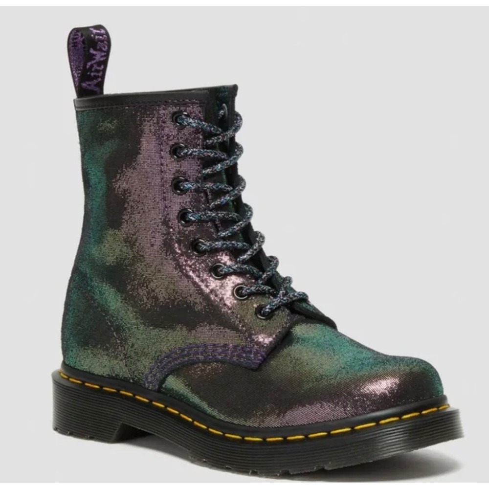 Dr. Martens 1460 Disco Iridescent Suede Boots in the Purple/Gold colorway sz 9